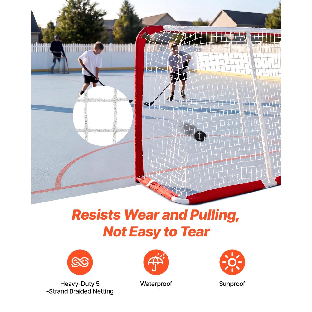 VEVOR Porta da Hockey con Rete Portatile per Allenamento Giardino Acciaio, Rete da Hockey per Allenamento Attrezzatura Eventi Sportivi all'Aperto, Telaio in Acciaio, Colore Rosso, 142 x 113 cm