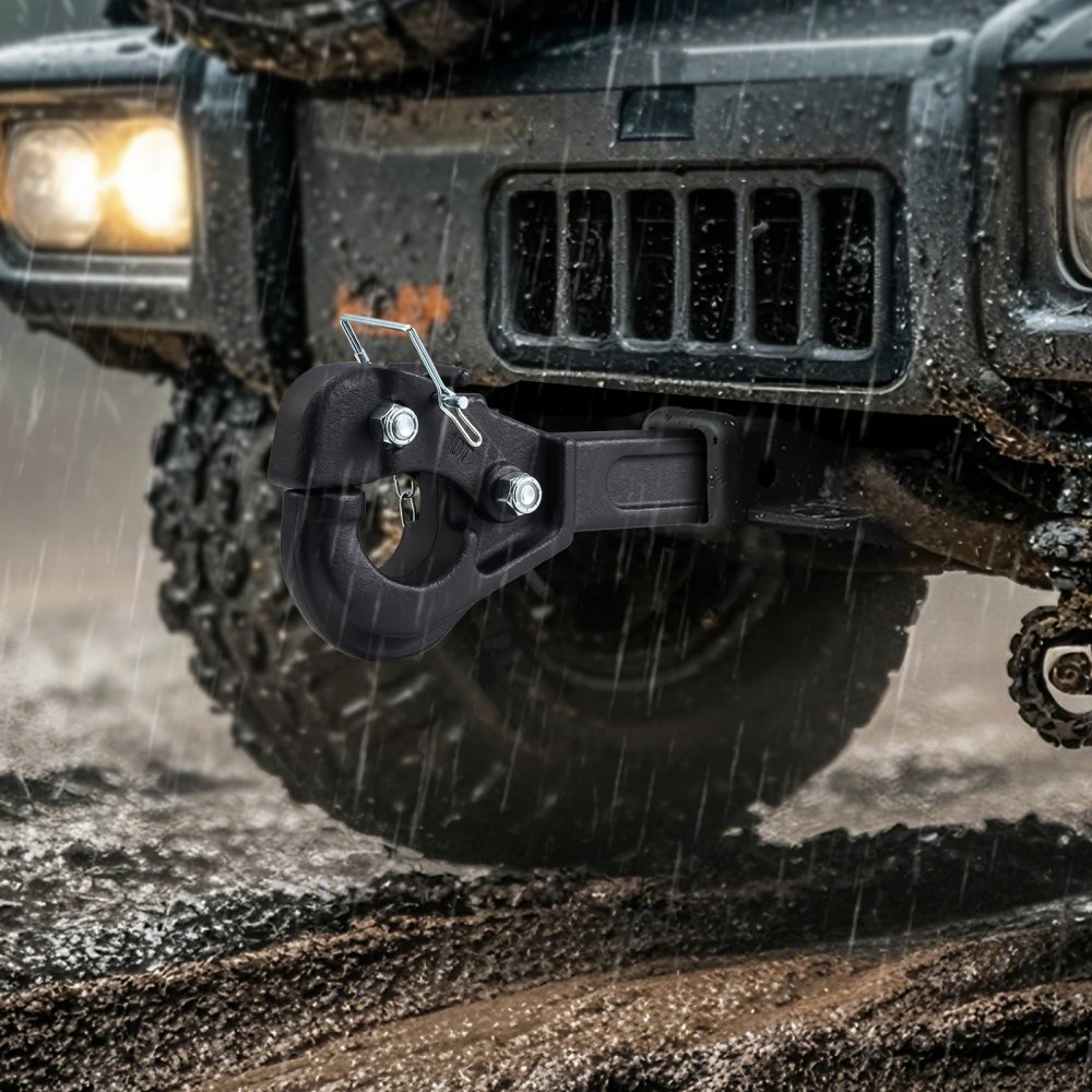 VEVOR Gancio a Perno, 9070 kg, Ricevitore a Perno per Gancio di Traino, Ricevitore, per Anello a Lunetta 6,35-7,62 cm, Adesivi Fosforescenti, Verniciatura a Polvere, Nero 370 x 80 x 150 mm