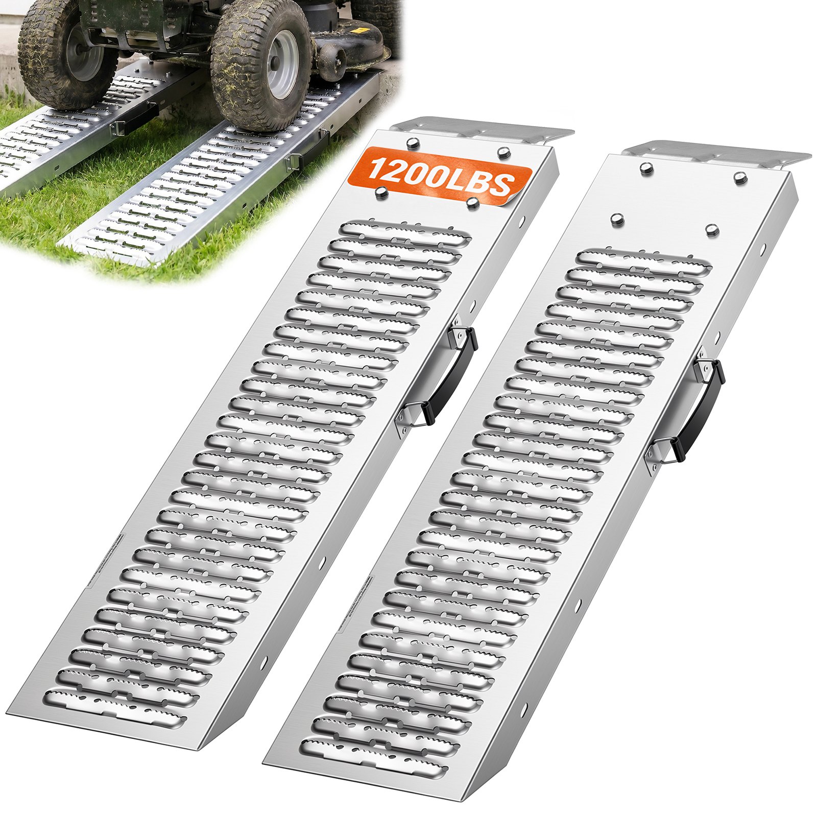 VEVOR Rampa di Accesso in Acciaio, Set di Rampe 2 pezzi Rampa di Carico per Trasporto 985 x 225 mm Carico max 544 kg per Motocicletta Tosaerba Trattori Rimorchio Sedia a Rotelle, Piastre Antiscivolo