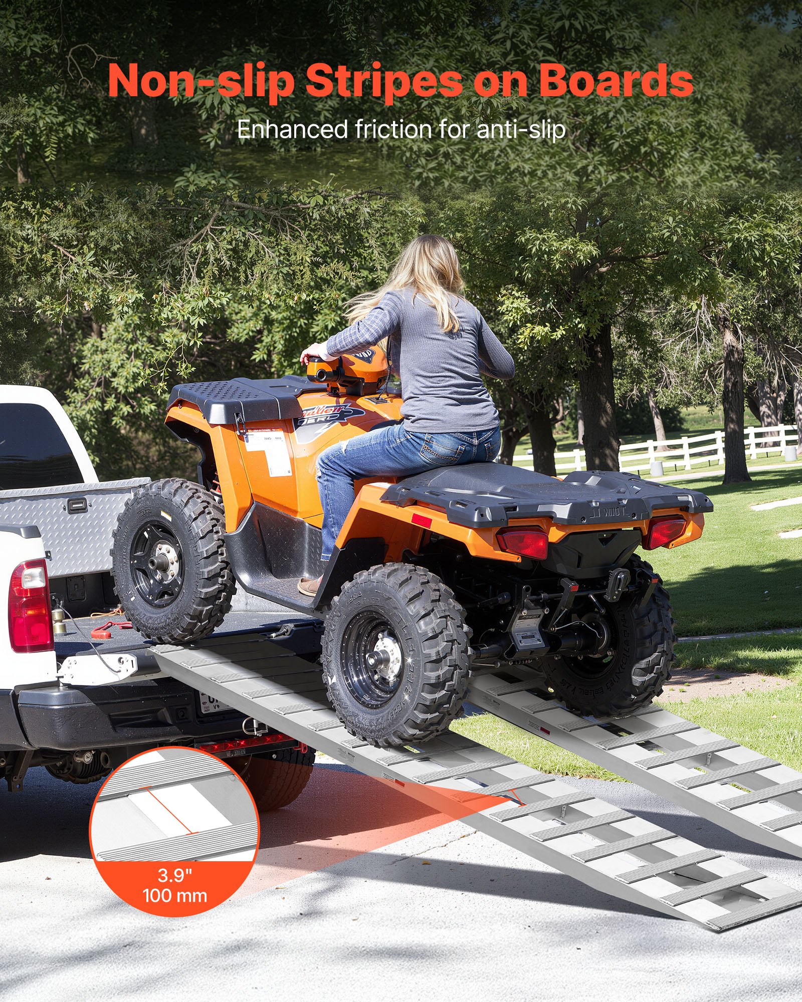 VEVOR Rampe di Carico, Rampe per Rimorchi, 2 pezzi, 240 x 38 cm in Lega di Alluminio, Capacità Totale 2721,6 kg, per Carrelli, Trattori Agricoli, ATV, Tosaerba, Motociclette, Argento