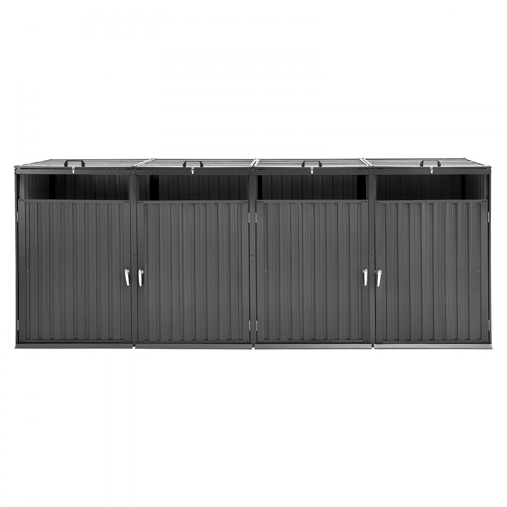 VEVOR Garbage Can Enclosure, 4 x 240 L Garbage Can House for Outdoor Use, Galvanized Steel Garbage Container, Garbage Can Cover, for Use in the Garden, Backyard and on the Terrace