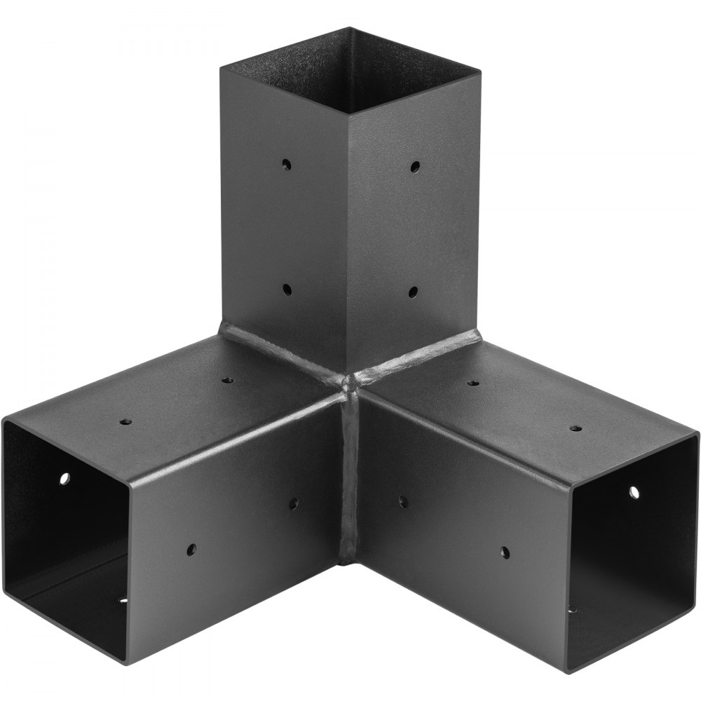 VEVOR Set di Staffa Angolare da 8 Pezzi per Pali di Legno per Pergola 4" x 4", Set di Connettore Angolare per Pali Costruzione di Pergola in Acciaio al Carbonio, Piastra Quadrata per Pali 100 x 100mm