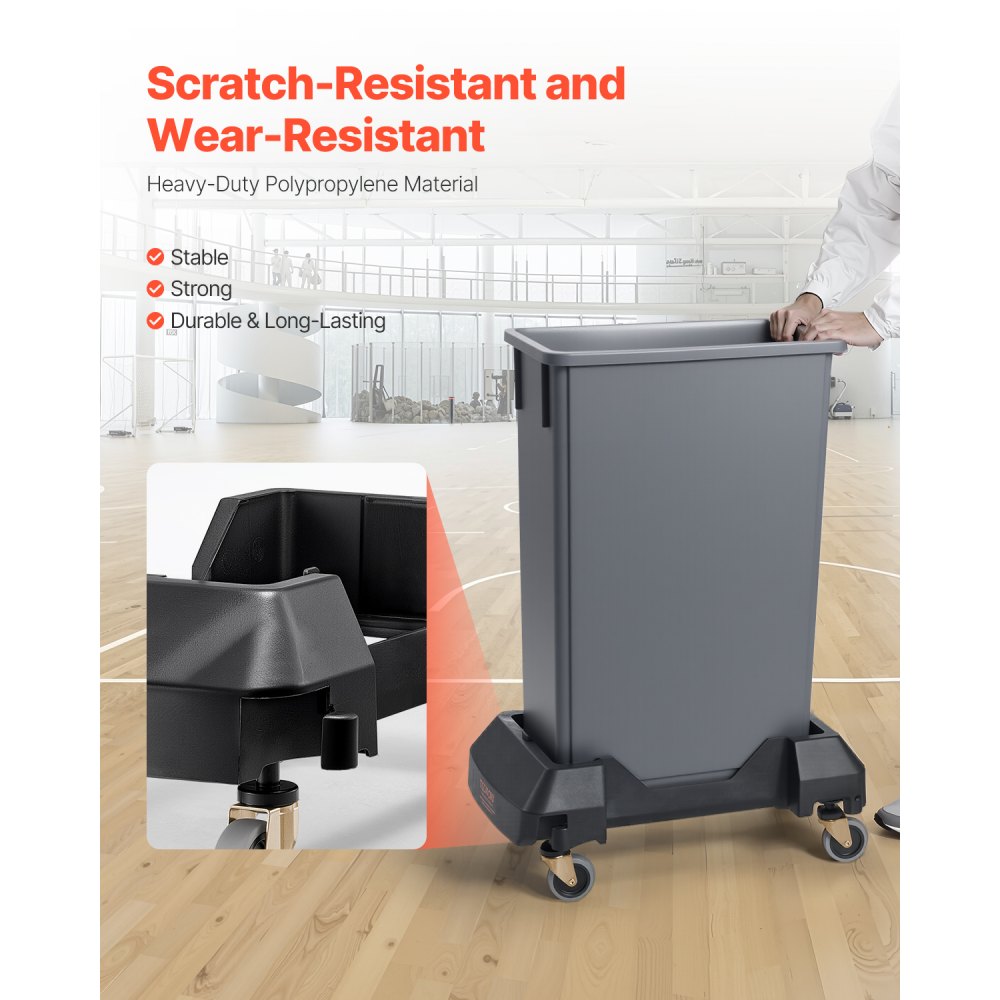 VEVOR Carrello per Bidoni della Spazzatura, con 4 Ruote Bloccabili, Capacità di Peso di 90,1 kg, Base a Rulli Rotonda, Carrello per Barili per Impieghi Gravosi in Plastica 455 x 155 mm Nero