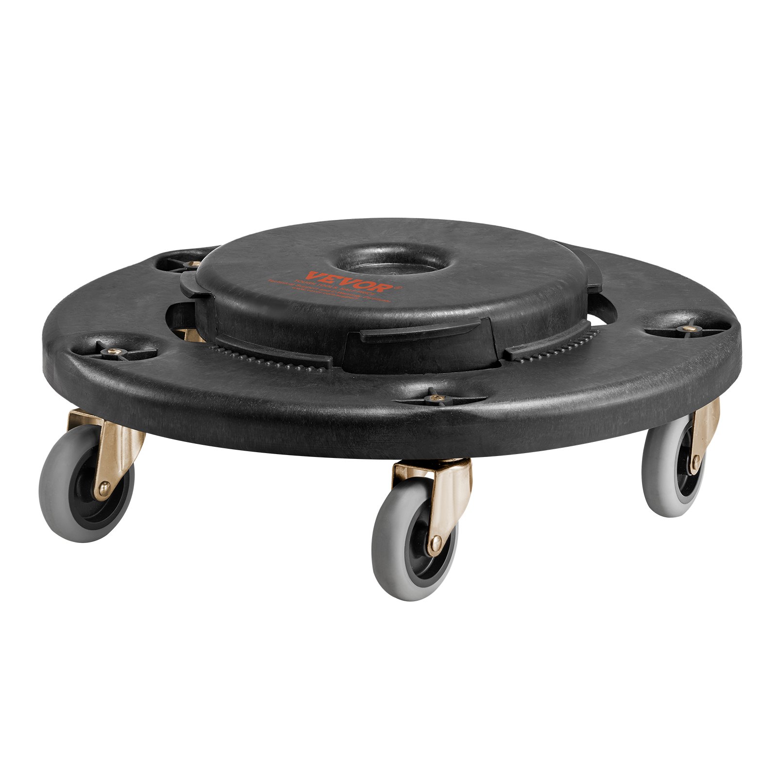 VEVOR Carrello per Bidoni della Spazzatura, con 4 Ruote Bloccabili, Capacità di Peso di 227 kg, Base a Rulli Rotonda, Carrello per Barili per Impieghi Gravosi 455 x 155 mm Colore Nero