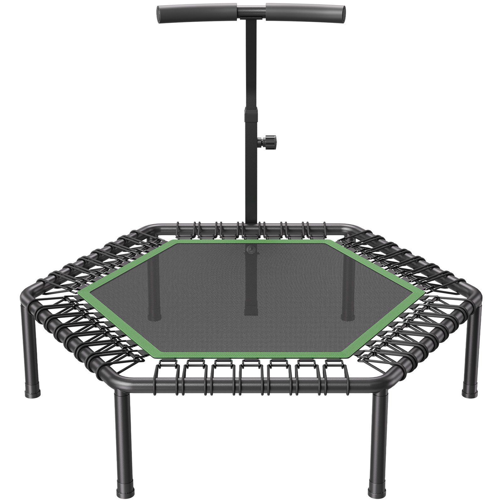 VEVOR Mini Trampolino per Fitness Esercizi da Interno 1385 mm, Trampolino Elastico Carico max 205 kg Altezza Regolabile a 3 Livelli con Maniglia in Schiuma per Esercizi Allenamento Salto per Adulti