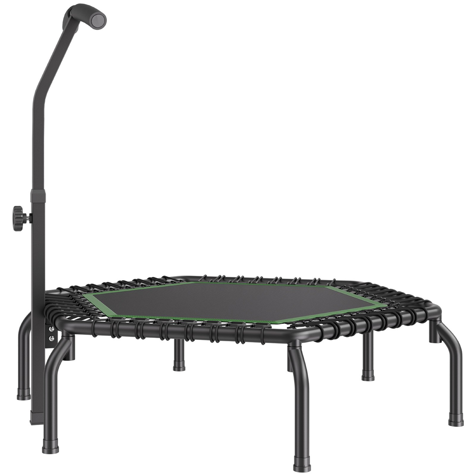VEVOR Mini Trampolino Pieghevole Fitness Rimbalzo 1385 mm Trampolino da Allenamento Resiliente 205 kg Trampolino da Giardino, Maniglia in Schiuma Regolabile in Altezza 3 Livelli 44 Cinghie di Tensione