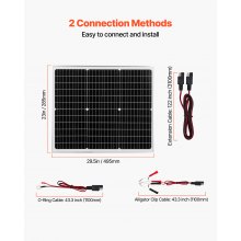 VEVOR Pannello Caricabatterie Solare, Caricabatterie Mantenitore con Pannello Solare Regolatore MPPT Aggiornato, Impermeabile IP65 per Auto, Barche, Camper, Tetti Piani (Staffa non Inclusa)