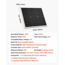 VEVOR Pannello Caricabatterie Solare, Caricabatterie Mantenitore con Pannello Solare Regolatore MPPT Aggiornato, Impermeabile IP65 per Auto, Barche, Camper, Tetti Piani (Staffa non Inclusa)