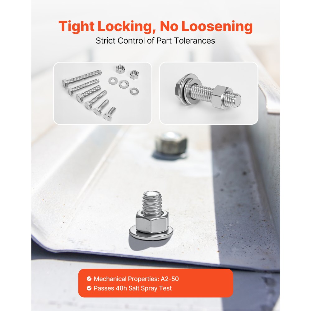 VEVOR Kit Assortimento di Bulloni Dadi da 246 pezzi, Viti Imperiali e Rondelle Piatte, Acciaio Inox 1/4-20, 5/16-18, 3/8-16, Kit di Viti Dadi Assemblaggio per Mobili Attrezzature, Fai da te