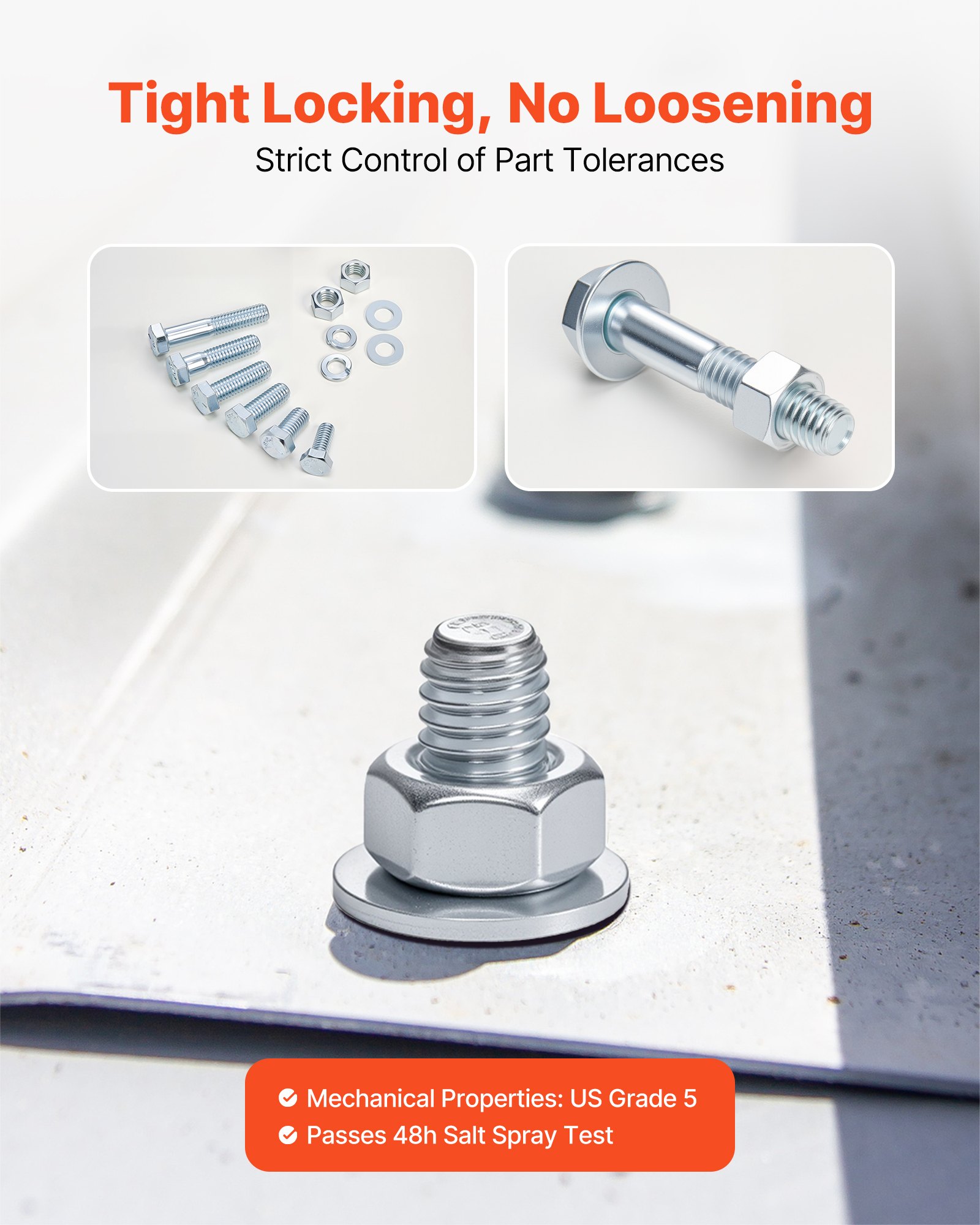 VEVOR Kit Assortimento di Bulloni Dadi da 566 pezzi, Viti Imperiali e Rondelle Piatte, Acciaio Inox 1/4-20, 5/16-18, 3/8-16, Kit di Viti Dadi Assemblaggio per Mobili Attrezzature, Fai da te