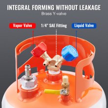 VEVOR Serbatoio di recupero del refrigerante con interruttore a galleggiante - Serbatoio di recupero CA da 30 libbre con adattatore da ¼ a ½, serbatoio di recupero riutilizzabile HVAC con tracce di N₂