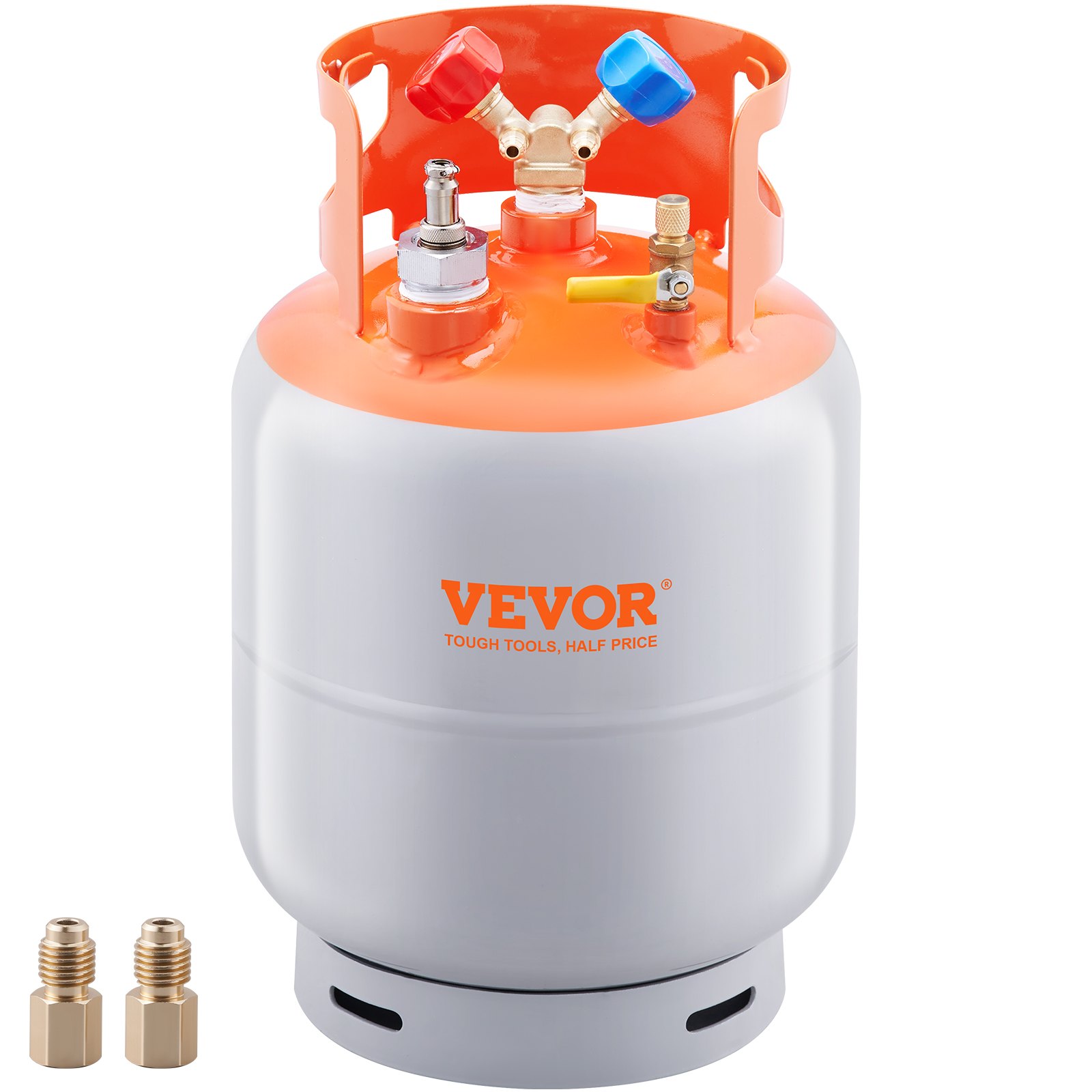 VEVOR Serbatoio di recupero del refrigerante con interruttore a galleggiante - Serbatoio di recupero CA da 30 libbre con adattatore da ¼ a ½, serbatoio di recupero riutilizzabile HVAC con tracce di N₂