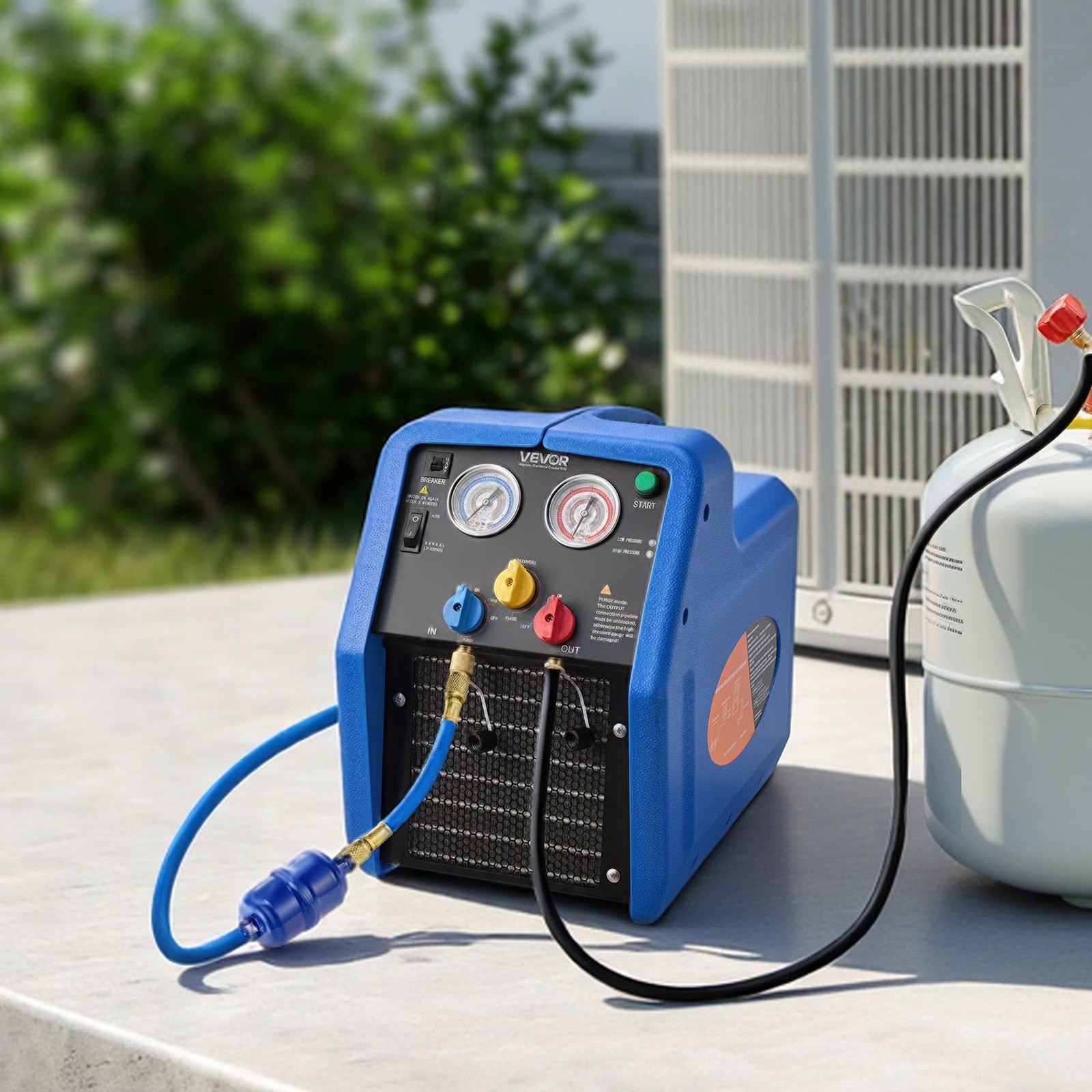 VEVOR Stazione di Recupero del Refrigerante Portatile 3/4 CV Macchina per Recupero Refrigerante Monocilindrico per Impianti di Climatizzazione Residenziale Auto, Velocità 1450 giri/min 0–40 ℃