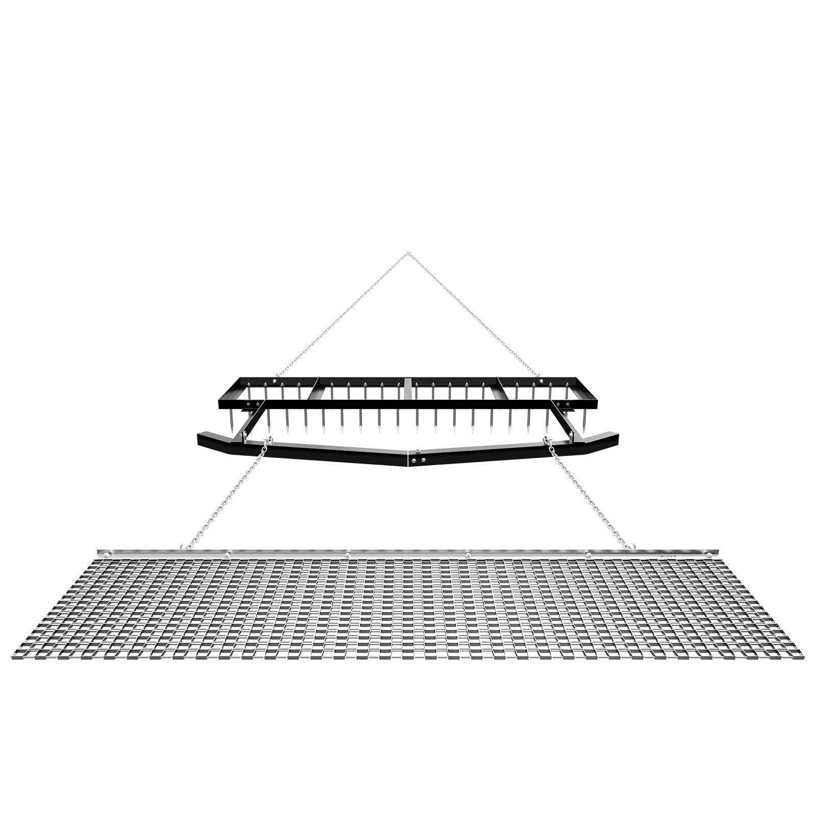 VEVOR Erpice a Catena di Trascinamento 45 x 183 cm Trainato con Rastrello Livellatore, Erpice da Prato 49,5 x 184 cm per Prato Vialetto Terreno, Compatibile con ATV UTV Trattori, Acciaio Zincato