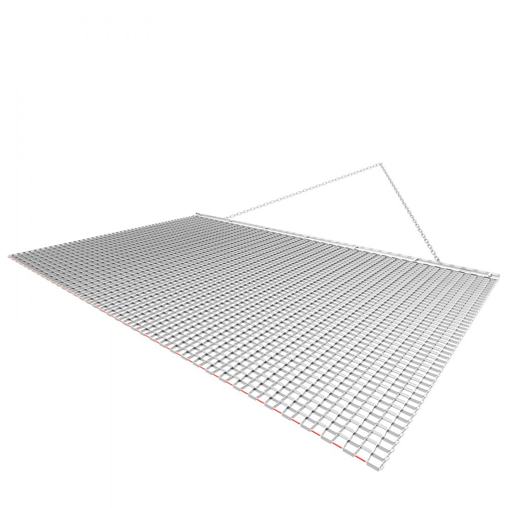 VEVOR Drag Harrow, 2 x 1.2 m, High-Efficiency Chain Harrow Rake, ATVs UTVs Tractors Attachments, Durable Galvanized Steel Mesh Drag Mat with Towing Chain, for Gravel Driveway Ruts Farm Field Leveling