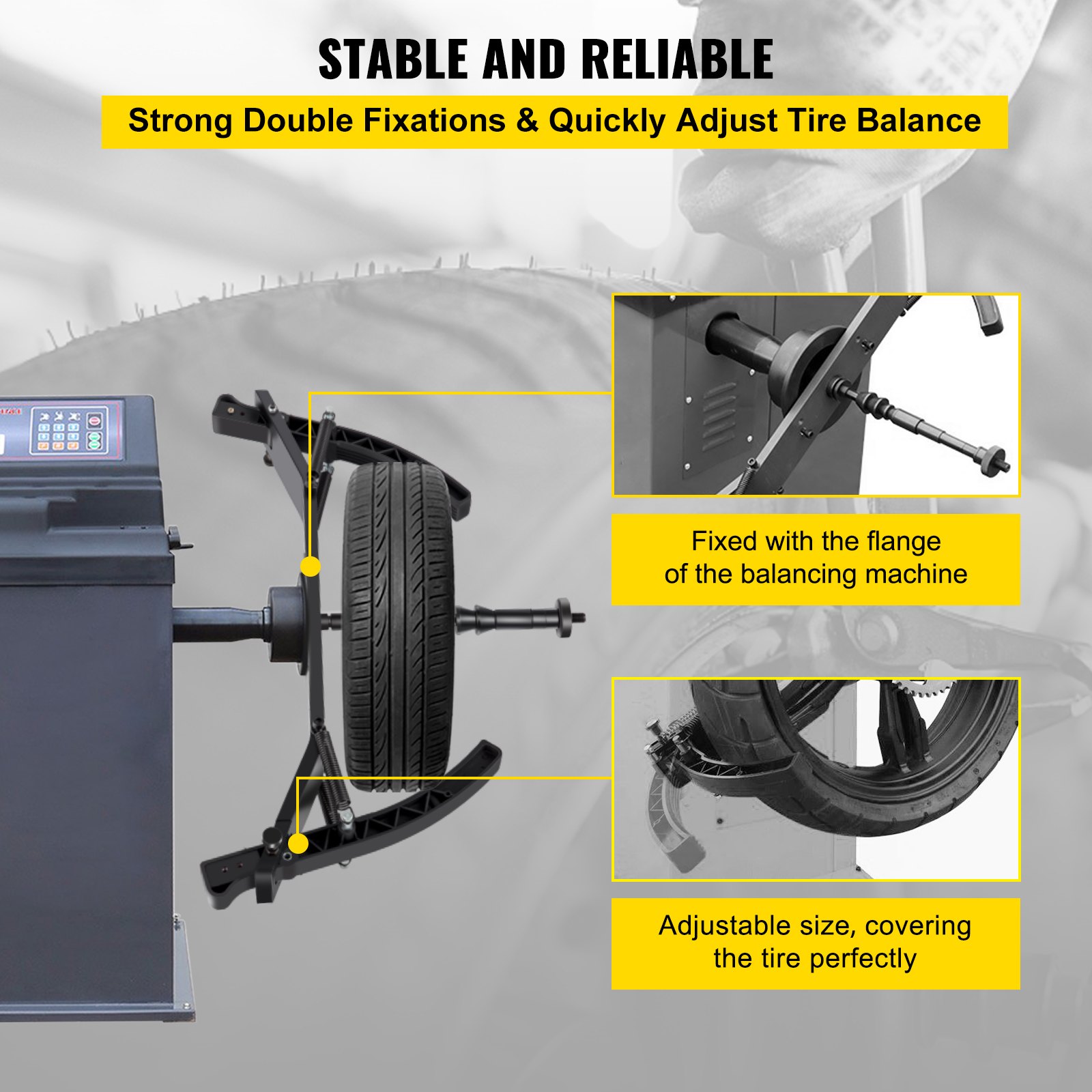 VEVOR Equilibratrice per Ruote da Moto, Dimensioni del Foro 10mm/16mm Adattatore per Equilibratura Moto, Diametro Albero 14mm Adattatore per Ruote, Equilibratrice Professionale per Moto in Acciaio