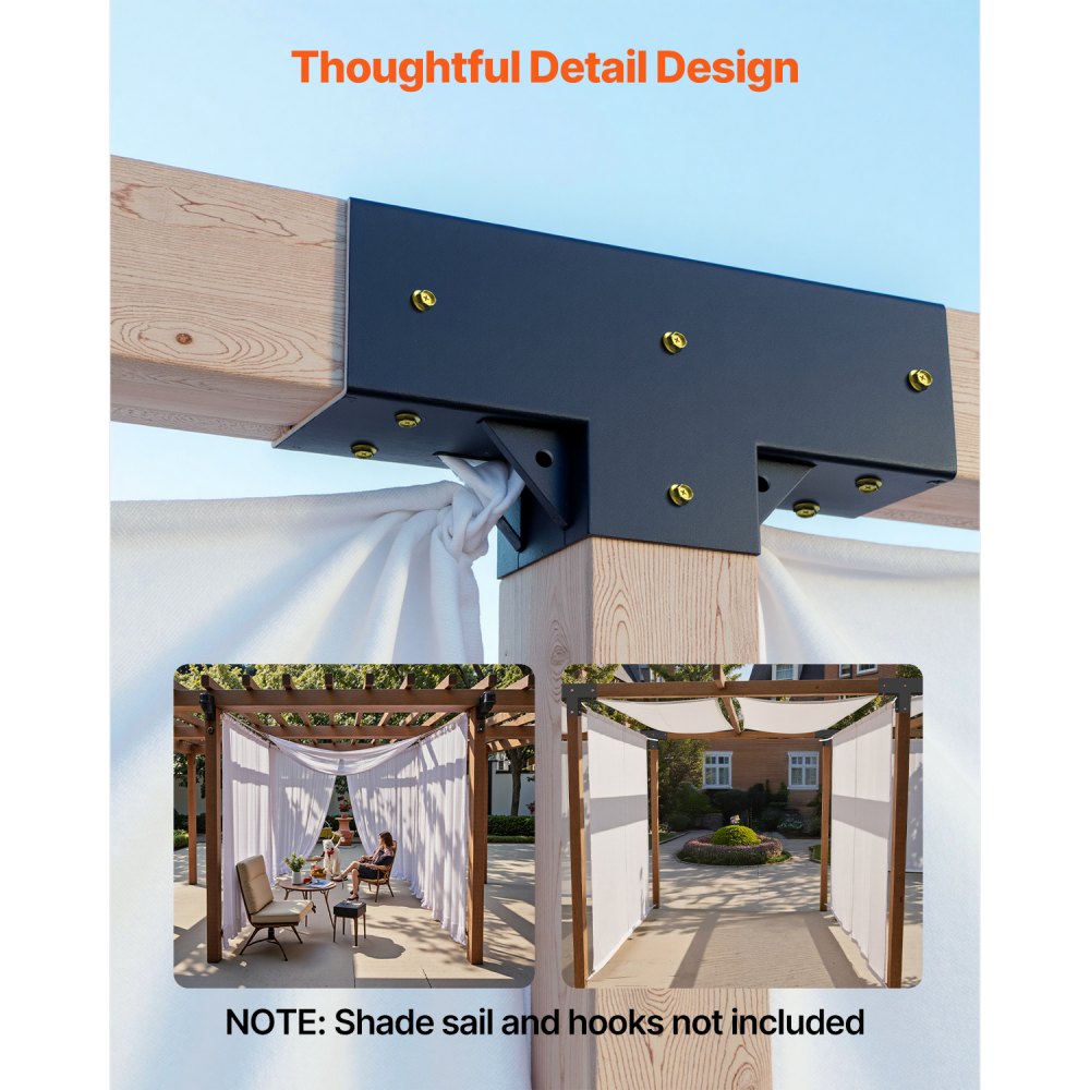 VEVOR Pergola Kit 2-Pack, T-Shaped 4x4 (Actual 92 x 92 mm), 3-Way Pergola Brackets DIY Woodworking Gazebo Bracket Kit with Screws for 92 x 92 mm Wood Beams in Actual Size for Outdoor Party Banquet