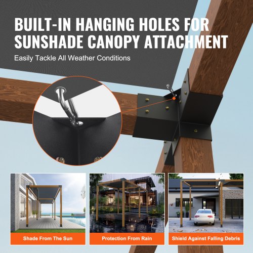 Kit Staffe Pergola VEVOR 10x10 Cm Per Pali Legno - Angolari 4 Vie, Acciaio Zincato, Per Gazebo E Cabine