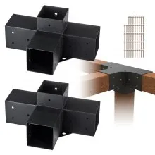 VEVOR Kit Staffe per Pergola4 x 4 pollici (dimensioni interne 3,6 x 3,6) Supporto per Pali in Legno da Carpenteria 2 Staffe Angolari a 4 Vie Kit per Travi Fai da Te per Gazebo, Pergolati da Patio, Cabine, Kit Staffe per Pergola 2 pz