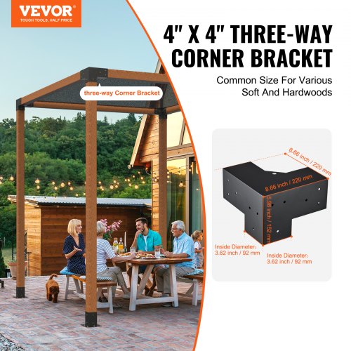 Kit Montaggio Rapido Senza Attrezzi Per Gazebo Kit Di Staffe Per Gazebo Pergola 4 X 4 Yzzwer – 3 Vie Fai Da Te Pergola Angolo Retto Staffa Per Travi In Legno (8,9