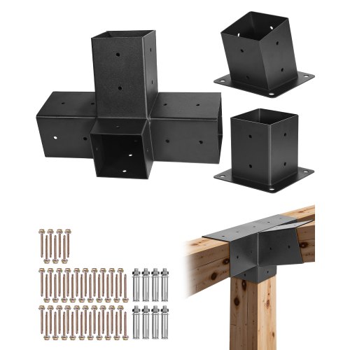 Kit Staffe per Pergola, Adatto per Travi in Legno 92 x 92 mm in Dimensioni Reali, Staffe per Gazebo a 3 Vie, 4 Pezzi e 4 Vie, 2 Pezzi con 6 Kit Staffe per Pergola, Adatto per Travi in Legno 92 x 92 mm in Dimensioni Reali, Staffe per Gazebo a 3 Vie, 4 Pezzi e 4 Vie, 2 Pezzi con 6