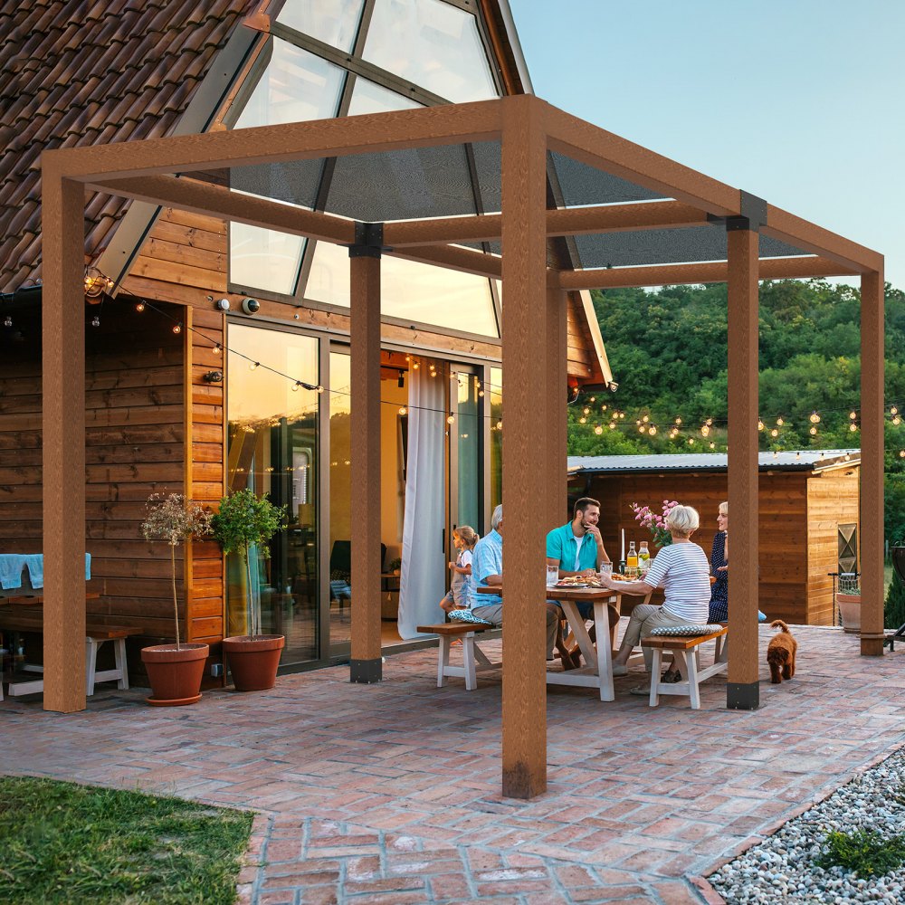 VEVOR Kit di Staffe per Pergolato, ca. 152 x 152 mm Adatto per Interna 92 x 92 mm, 2 Pezzi Staffe Angolari a 4 Vie, Kit Base per Pali in Legno, per Gazebo, Pergolati da Giardino, Baita in Tronchi