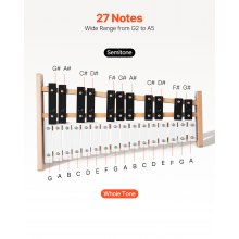 VEVOR Glockenspiel Diatonico Xilofono, 27 Note, Strumento a Percussione Professionale Xilofono, con Tasti in Metallo, con 4 Bacchette, Borsa per Trasporto, Strumento Musicale per Insegnamento