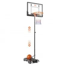 VEVOR Canestro da Basket con Tabellone Altezza Regolabile 152,4-213,4cm Base con Ruote, Kit di Canestro Basket Portatile da Esterno Altezza Regolabile per Bambini Adulti, Canestro Basket con Tabellone