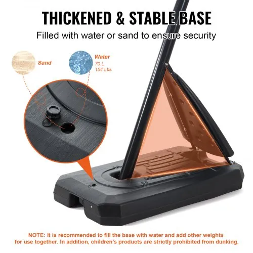 VEVOR Canestro Basket Esterno Interno con Tabellone in PC da 1117,6 mm e Tabellone con Spessore di 2 mm, Rete in Nylon Intrecciato Spesso, Canestro da Basket Peso di 10 kg Professionale