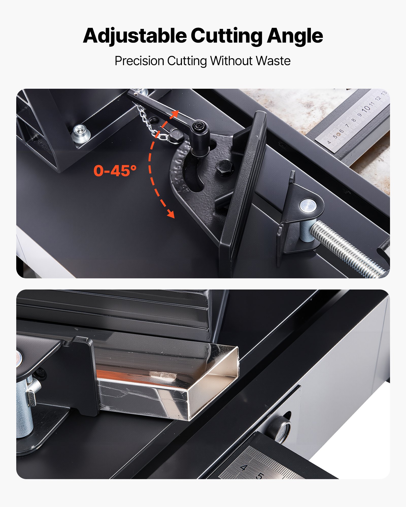 VEVOR Troncatrice per Taglio dei Metalli con Lama a Freddo in Acciaio Inox da 355 mm, Motore Brushless da 3500 W, Velocità Regolabile 750-1200 giri/min, Angolo 0-45°, Troncatrice Taglio Metallo