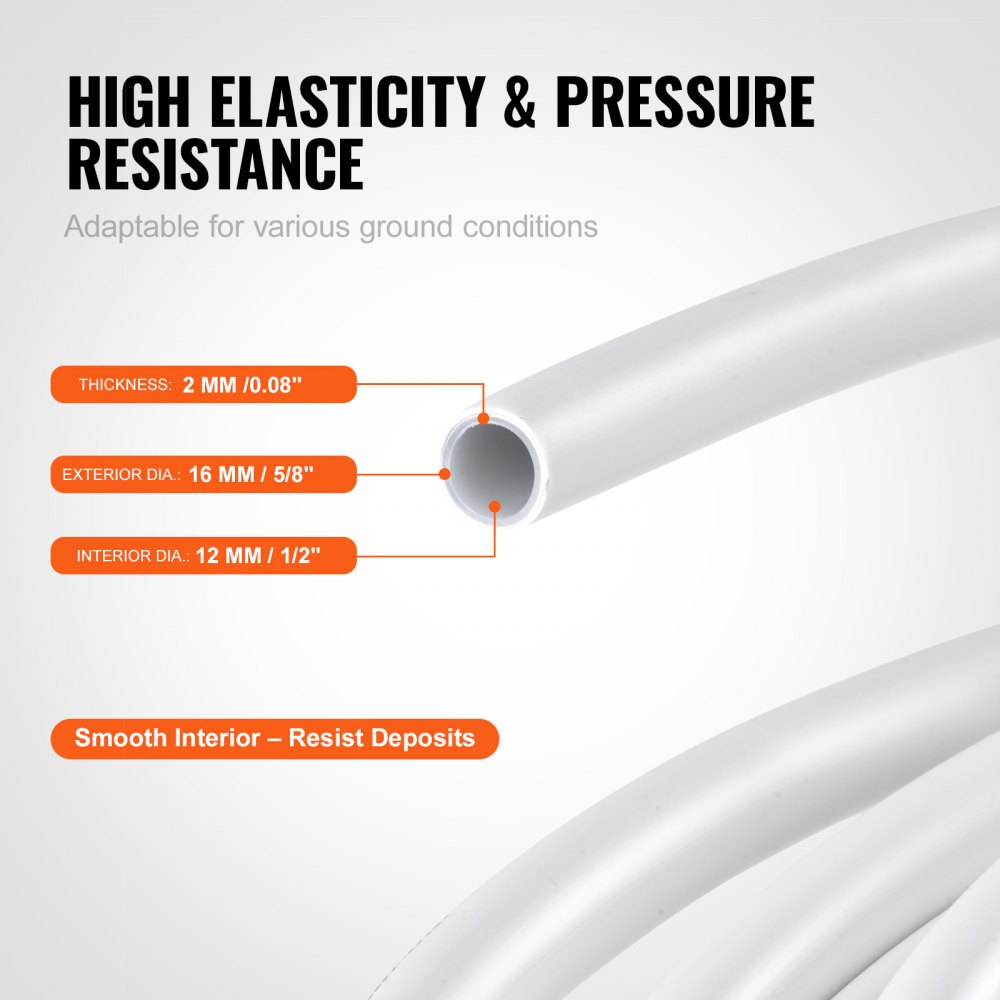 VEVOR Tubo PEX Alluminio per Riscaldamento a Pavimento Rotolo 300m, Tubo PEX-AL-PEX in Composito Alluminio-Plastica Φ16mm Spessore 2mm, Tubo Barriera all'Ossigeno per Liquido Gas Acqua Calda Fredda