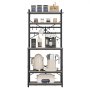 VEVOR Scaffale da Cucina Portaoggetti 60x40x161,8 cm Piedini Regolabili, Mobiletto Supporto per Microonde da Bar Ristorante Porta Spezie Scolapiatti, Ripiano Regolabile Rimovibile, 12 Ganci