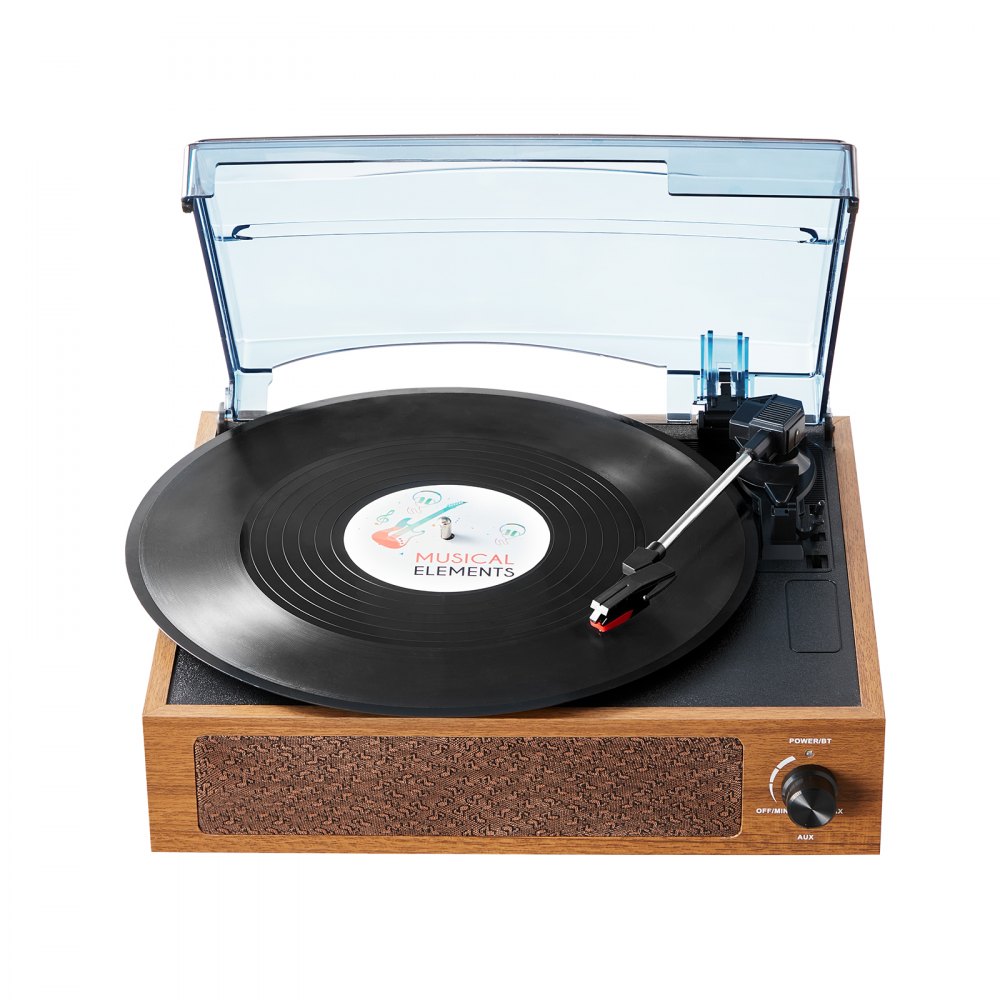 VEVOR record player, 3 speed, turntable with built-in 3W speaker, magnetic cartridge, supports 33/45/78 rpm, Bluetooth, Aux-In RCA output, for 18/25/30cm records