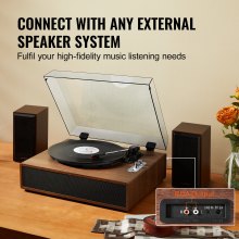 VEVOR Giradischi in Vinile 3 Velocità Altoparlanti Stereo Integrati da 10 W