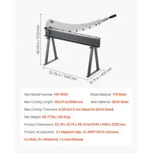 VEVOR Cesoia a Ghigliottina, Taglierina da Banco con Larghezza del Letto di 1000 mm, Cesoia Manuale per la Lavorazione di Lamiere, con Materiale Q235, Alta Precisione, Supporto, per Alluminio