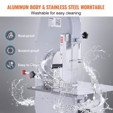 VEVOR Segaossa Elettrica da Terra Uso Commerciale in Acciaio Inox per Carne Ossa da Macellerie 1500W Produttività max. 300kg/ora, Macchina Segaossa Elettrica Spessore di Taglio 4-200mm Altezza 250mm
