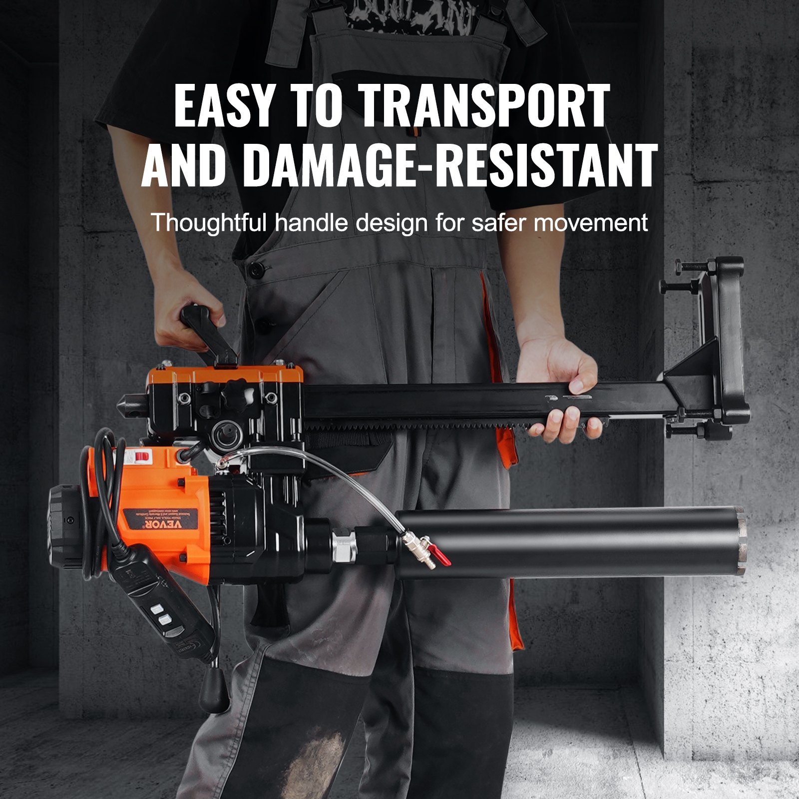 VEVOR Core Drilling Machine, Diamond Core Drilling Device with Drilling Diameter 2-20 cm, with Stand and Core Drill Bit, 3000 W Robust Concrete Core Drill, Wet and Dry Application for Concrete and Brick