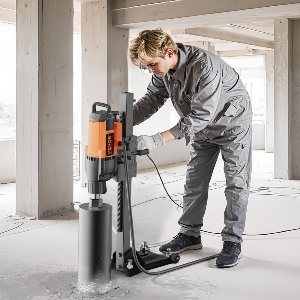 VEVOR Trapano a Colonna Elettrico Perforazione del Calcestruzzo Potenza Nominale 3200 W Diametro Max. 26 cm, Macchina Carotatrice Elettrica 750 giri/min Umido, Trapano per Carotaggio Diamantato 26 cm