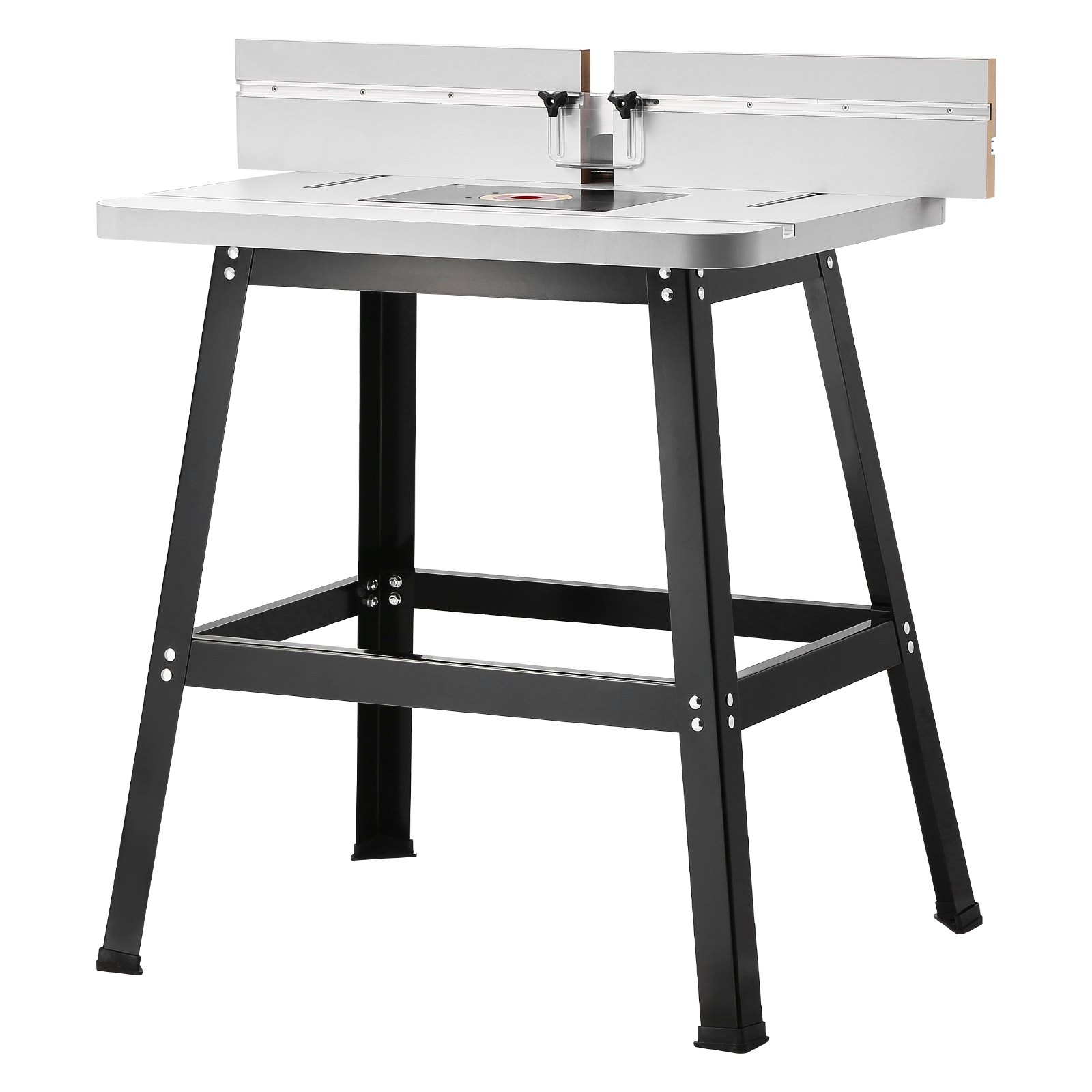 VEVOR router table, 920x606x1025 mm, router table accessory kit with adjustable fence, MDF board, stable metal base, dust collection port, compatible with router bits and various drill bits