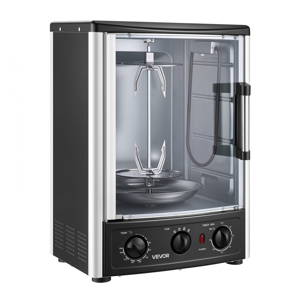 VEVOR Forno Girarrosto Elettrico Verticale da Banco Kebab Shawarma 0℃-240℃ Capienza 22 L, 7 Spiedini, Rotazione Automatica 360°, Sportello Vetro Temperato, 3 Modalità di Funzionamento, Timer 0-60 min