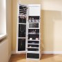 VEVOR Specchio Portagioie da Terra Specchio Girevole 360° con Contenitore, Armadietti Portagioie con Specchio a Figura Intera Fodera in Velluto Luce LED, Specchio Organizzatore Portagioielli, Bianco
