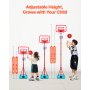 VEVOR Canestro da Basket per Bambini, Altezza Regolabile, Campo da Basket Portatile con Base Riempibile, Gioco Sportivo da Giardino per Interni ed Esterni, Giocattoli da Basket per Bambini, Rosso Blu