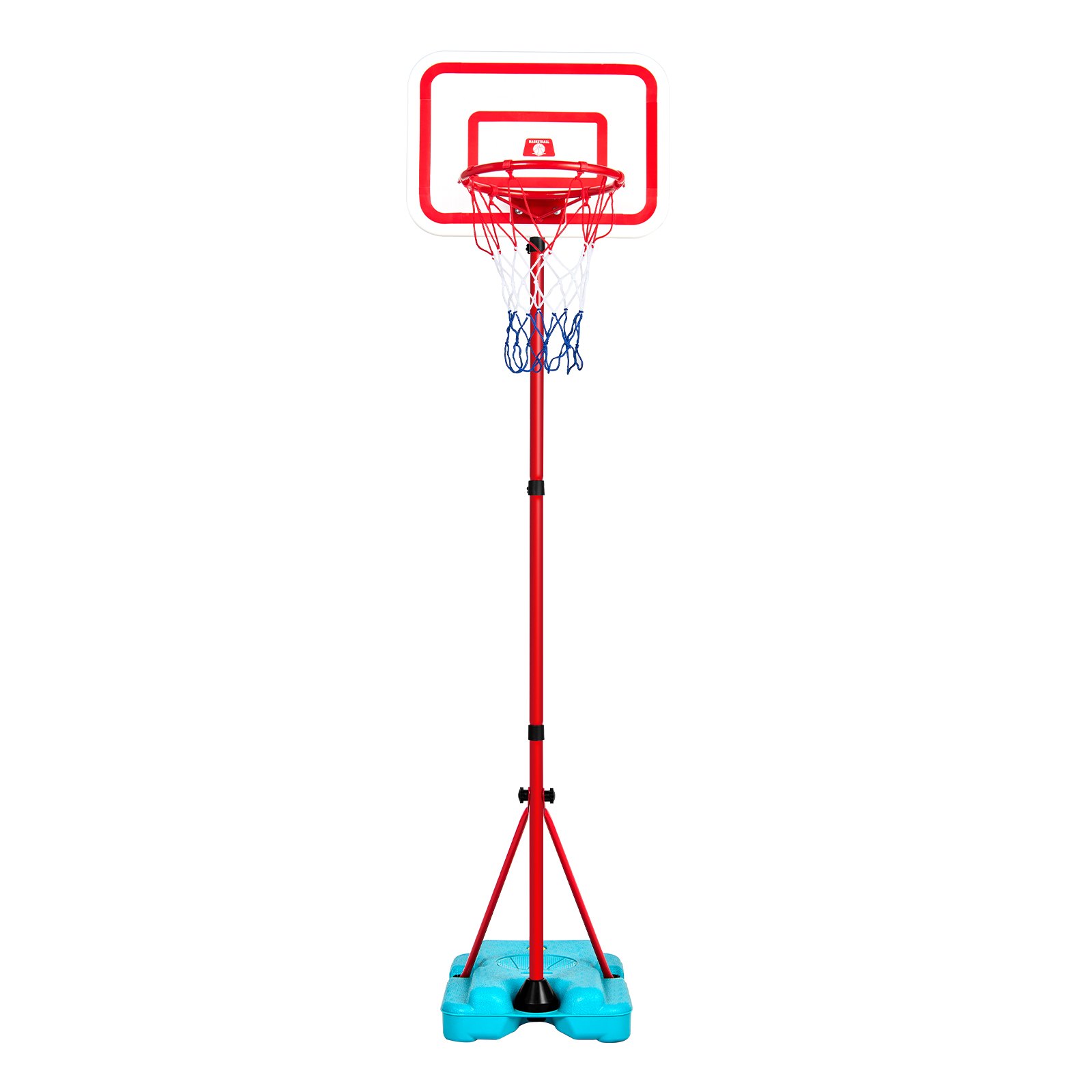 VEVOR Canestro da Basket per Bambini, Altezza Regolabile, Campo da Basket Portatile con Base Riempibile, Gioco Sportivo da Giardino per Interni ed Esterni, Giocattoli da Basket per Bambini, Rosso Blu