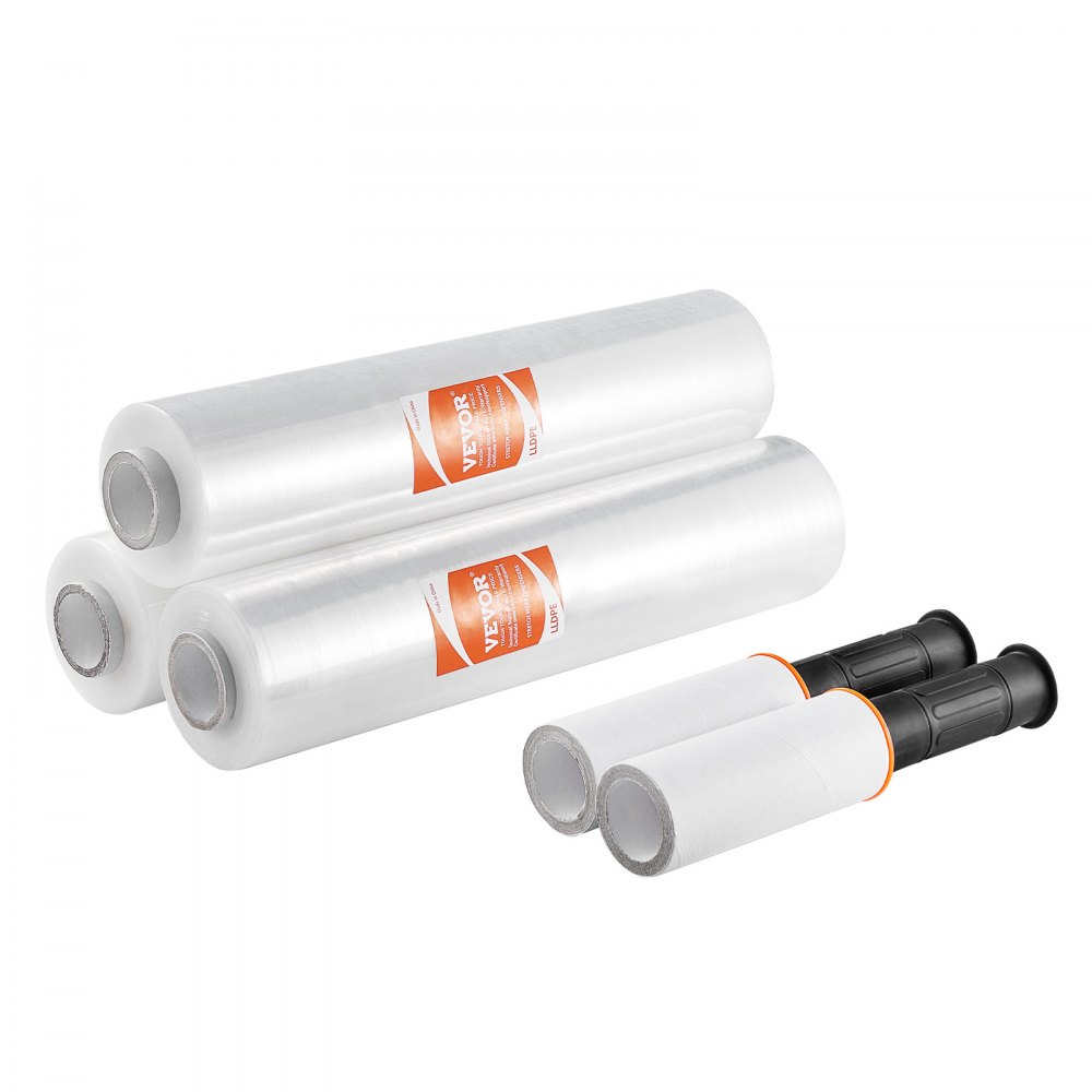 VEVOR Pellicola Estensibile 381 mm x 305 m Rotoli di Pellicola Estensibile Trasparente, Confezione da 3 Pezzi, Calibro 60, Pellicola Estensibile con Maniglie per Avvolgimento Spedizioni Traslochi