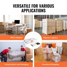 VEVOR Pellicola estensibile 381 mm x 366 m rotoli di pellicola estensibile trasparente confezione da 2 pezzi, Calibro 80, Pellicola estensibile con maniglie per avvolgimento, Spedizioni, Traslochi
