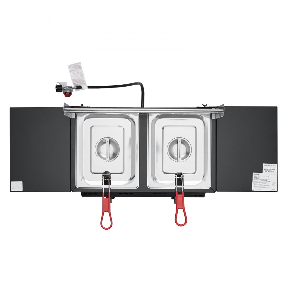 VEVOR 16 Qt Doppio Bruciatore per Esterni Propano Friggitrice Fornello in Acciaio Doppi Cestelli