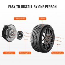 VEVOR Distanziali per Ruote, Adattatori per Ruote 38,1 mm 5 x 139,7 mm Distanziatore Forgiato 5 Alette, Distanziali Mozzi Auto M1/2-20 con Alesaggio da 71,5 mm Adatti per Jeep Journey, 4 Pezzi Neri