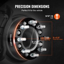 VEVOR Distanziali Ruota, Spessore 50,8 mm Distanziale Forgiato a 8 Alette, Distanziatori Hubcentrico con Foro 126,15 mm 14,22 mm-18 Perni, per Dodge Ram 2500, Ram 3500 e Ford F250, F350, 2 Pezzi, Nero