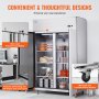 VEVOR Congelatore Commerciale 1382 x 800 x 2110 mm Congelatore Verticale a 2 Porte 1252 L in Acciaio Inossidabile con Sbrinamento Automatico, 6 Ripiani Regolabili, Controllo Temperatura -25 a -15°C