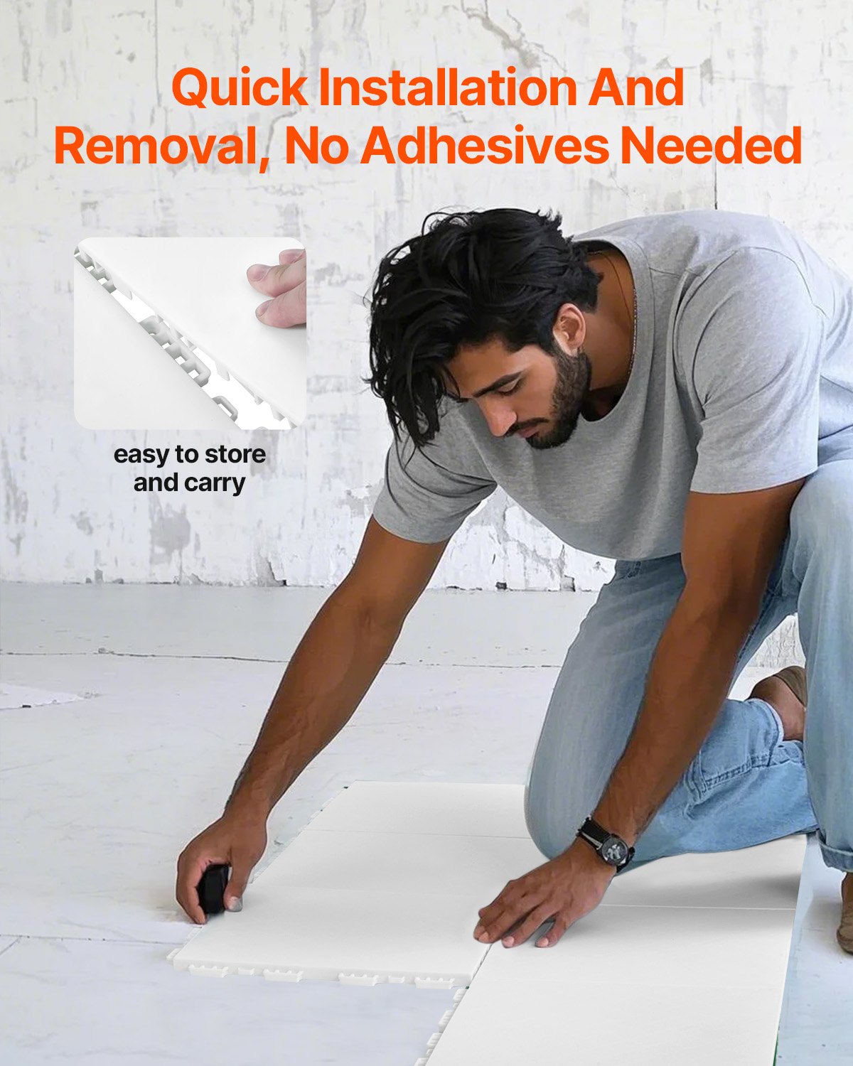 VEVOR Dryland tiles for hockey floor mats, 315 x 315 mm, 15 pieces, interlocking, versatile training surface, dance floor tiles, hockey training equipment board for shooting (ash gray)